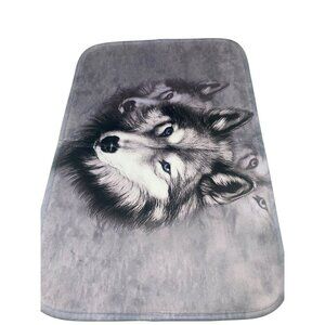 Wolf Love Design Bathroom Doormat Anti Slip Backing 100% Polyester Grey